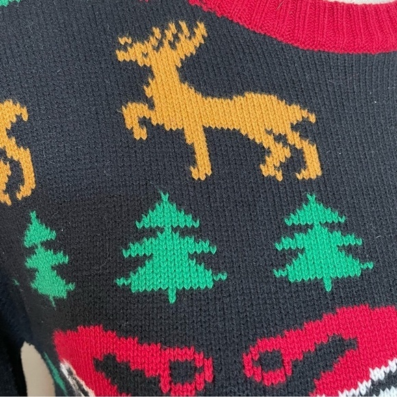 Ugly Christmas Sweater Santa Claus Reindeer Tree Snowflake Knit Sweater Medium - Picture 4 of 8